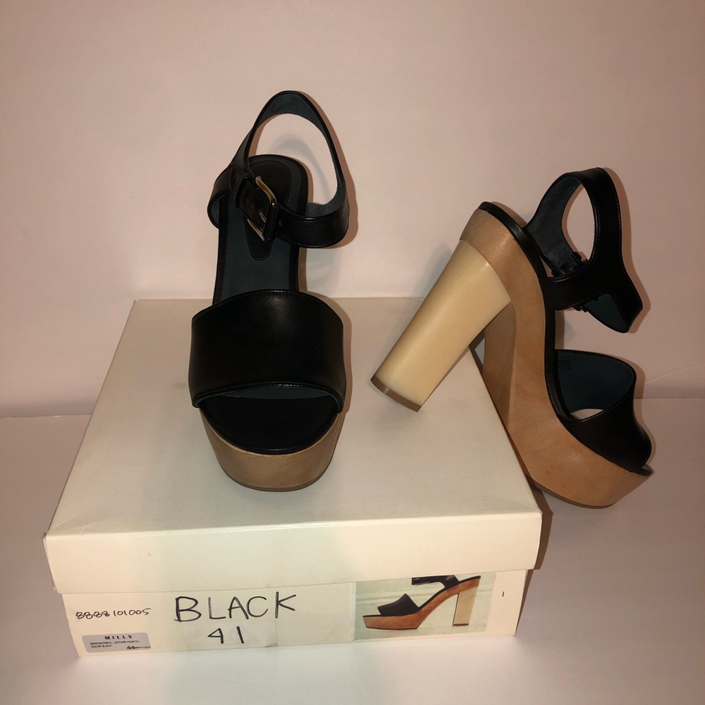 Milky Samba Leather Platform Sandal-Blk/41